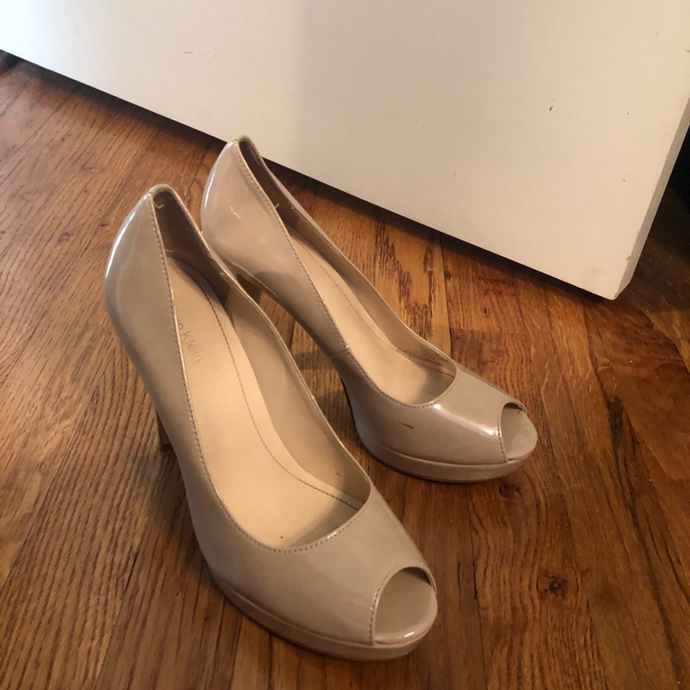 Calvin Klein Leather Peep Toe Heel- Size 7